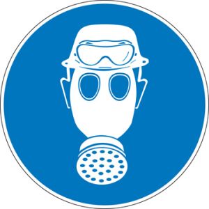Dragen van helm, gasmasker en zuurbril verplicht