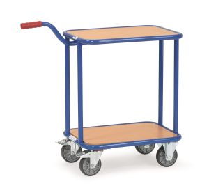 Rolplateau met duwstang 600 x 450 mm, blauw
