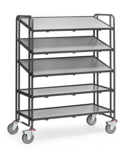 Euronorm bakkenwagen 1384 met legborden, laadvlak 1240 x 610 mm, antracietgrijs