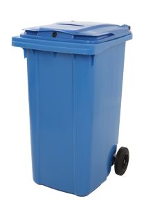 Container blauw, 240 liter, met papiergleuf en slot
