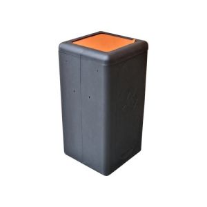 circulaire afvalbak brickbin met klepdeksel 65 ltr zwart, oranje 