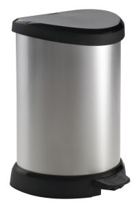 Pedaalemmer Decobin 20 liter, zilver, zwart