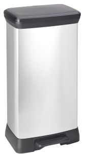 Rechthoekige pedaalemmer Decobin 50 liter, zilver, zwart