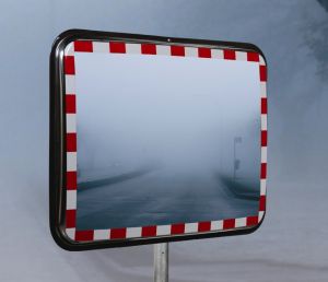Rechthoekige Anti-vries spiegel RVS, Jislon (Rood/wit)