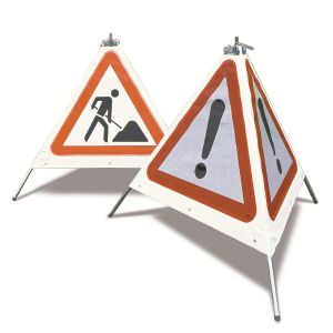 Opvouwbaar waarschuwingsbord (Werk in uitvoering). Inclusief draagtas. 
