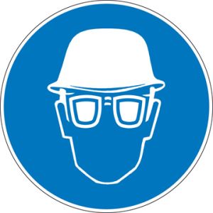 Veiligheidshelm en oogbescherming verplicht