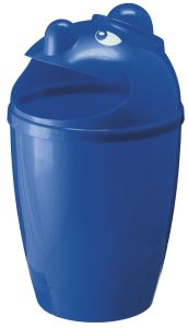 Afvalbak met gezicht, blauw