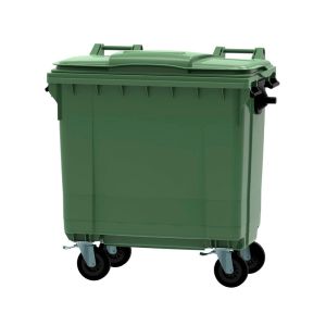 Container 770 liter vlak deksel, groen