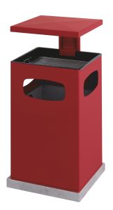 As-papierbak met afneembaar afdak 80 liter, rood