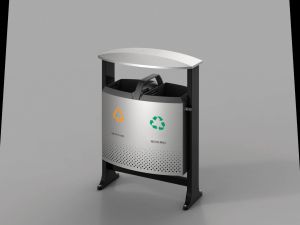 Buitenafvalbak afvalscheiding 2x39, aluminiumgrijs, zwart