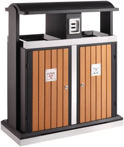 Buitenafvalbak afvalscheiding 2x50, houtlook