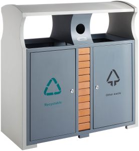 Buitenafvalbak afvalscheiding, grijs