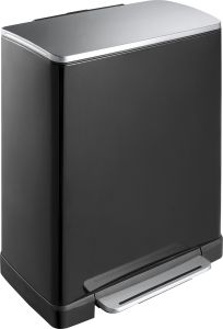 Pedaalemmer E-Cube recycling 28+18 liter, EKO, zwart, mat RVS