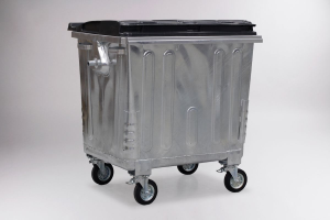 Stalen Container 1100 liter met zwarte kunststof deksel
