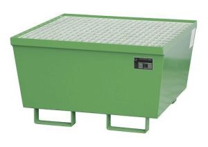 Nestbare stalen lekbak 800x800x545 mm met rooster-groen