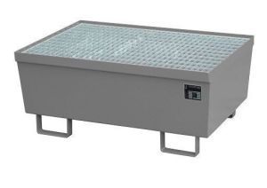 Nestbare stalen lekbak 1200x800x415 mm met rooster-grijs