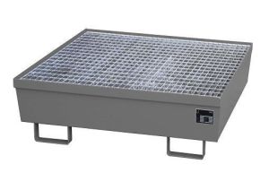 Nestbare stalen lekbak 1200x1200x335 mm met rooster-grijs