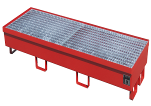 Nestbare stalen lekbak 2400x800x285 mm met rooster-rood