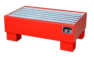 Stalen opvangbak 800x500x290 mm met rooster, rood