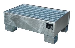 Stalen opvangbak 800x500x290 mm met rooster, verzinkt