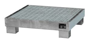 Stalen opvangbak 900x800x220 mm met rooster, verzinkt