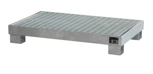 Stalen opvangbak 1300x800x205 mm met rooster, verzinkt