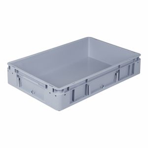 Euro-silver grijze kunststof bak, 600x400x120 mm, dichte grepen (afname 5 stuks)