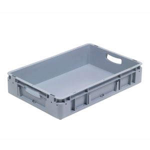 Euro-silver grijze kunststof bak, 600x400x120 mm, open grepen, (afname 5 stuks)