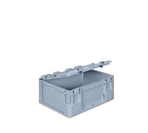 Euro-silver versterkte kunststof kist met scharnierdeksel, 15 liter, grijs (afname 10 stuks)