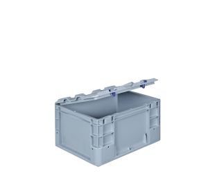 Euro-silver versterkte kunststof kist met scharnierdeksel, 20 liter, grijs