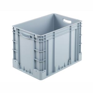 Euro-silver grijze kunststof bak, 600x400x420 mm, open grepen (afname 5 stuks)