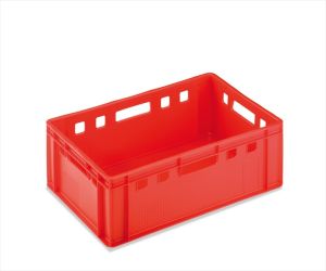 Euronorm kunststof vleeskrat 600x400x200 mm 35 liter, rood