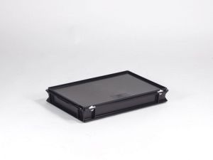 ESD kunststof RAKO kist  600x400x90 mm, 14 liter met afsluitbaar deksel.