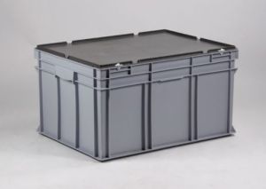 Kunststof RAKO kist met snapsluiting, 800x600x440 mm, grijs
