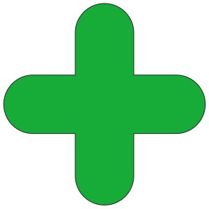 Vloermarkering groen kruis, 10 stuks