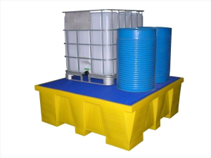 Lekbak 1500 liter voor IBC met geplastificieerd rooster
