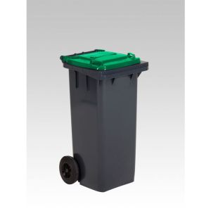 Container 120 liter grijs met groene deksel