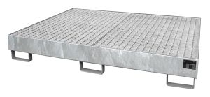 Verzinkte lekbak met rooster voor stelling 1750x1300x250 mm