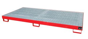 Lekbak met verzinkt rooster voor stelling 2650x1300x206 mm-rood