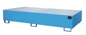 Lekbak met verzinkt rooster voor stelling 2650x1300x435 mm-blauw