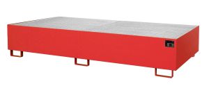 Lekbak met verzinkt rooster voor stelling 2650x1300x435 mm-rood