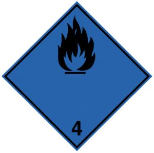 Vervoerspictogram 'Gas ontvlambaar bij contact met water' (ADR 4.3)