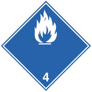 Vervoerspictogram 'Gas ontvlambaar bij contact met water' (ADR 4.3b)