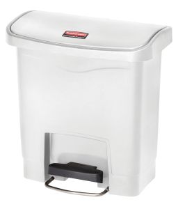 Slim Jim Step On container Front Step kunststof 15 liter, Rubbermaid, wit