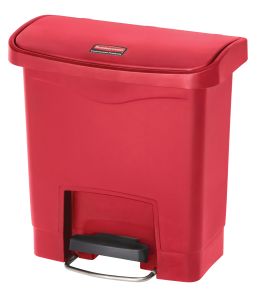 Slim Jim Step On container Front Step kunststof 15 liter, Rubbermaid, rood