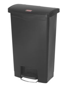 Slim Jim Step On container Front Step kunststof 50 liter, Rubbermaid, zwart