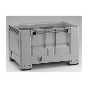 Kunststof palletbox op 4 poten, 1200x800x760 mm met klep in zijkant