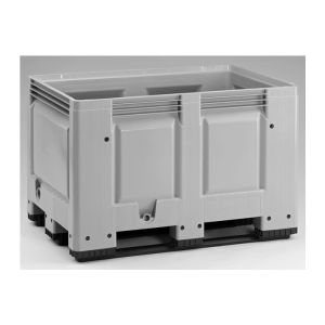 Kunststof palletbox op 3 sleden, 1200x800x790 mm, 535 ltr, grijs