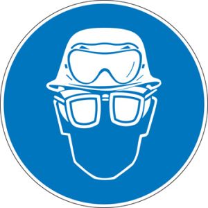 Dragen van helm, zuurbril en bril met zijschilden verplicht