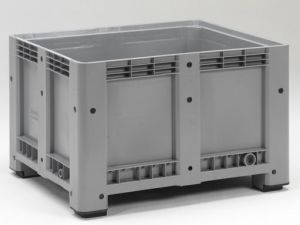 Kunststof palletbox op 4 poten, 1200x1000x760 mm, 610 ltr, grijs